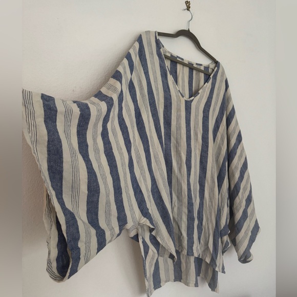 Jen’s Pirate Booty oversized beach coverup in blue and white stripe, M - Picture 2 of 4